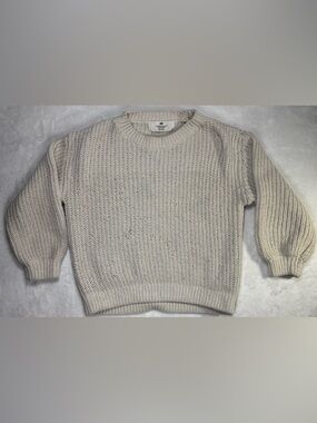 H&M girls’ 6‑7Y beige knit sweater with a soft waffle texture